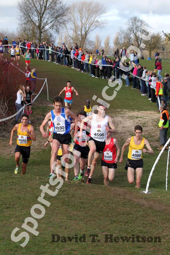 Jonathan Brownlee (Yorkshire) left and Keith Gerrard (Lancashire) lead the Senior Mens race, McCain Inter Counties Cross Country, Cofton Park, Birmingham.